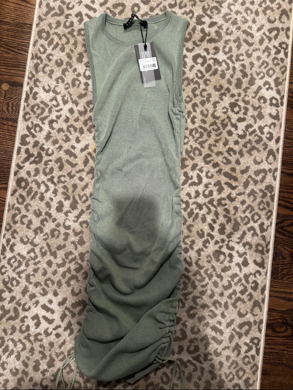 Lioness Sleeveless Ruched Tank Dress in Sage Green